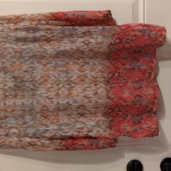 Chicos Tunic: Sheer, Abstract Print Embellished With Beads & Rhinestones, V-Neck - Picture 10 of 16